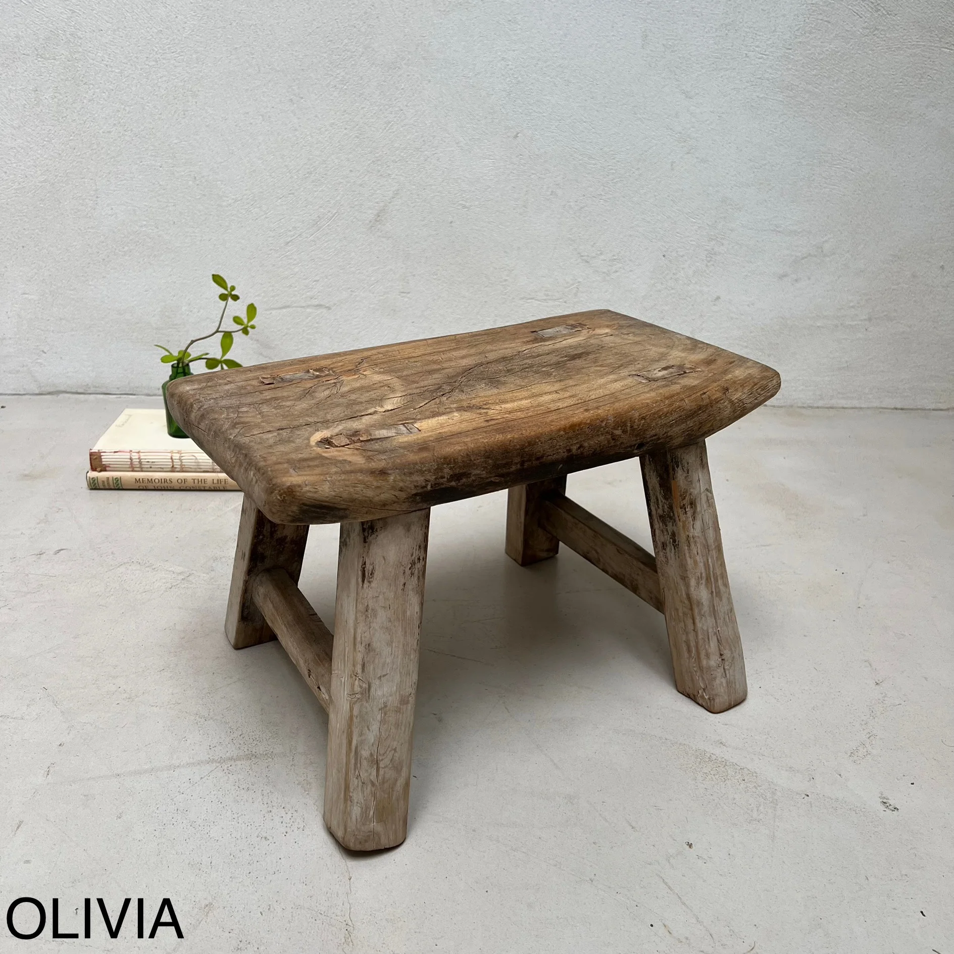 Antique rustic wood footstool (Select from photo) - Image 15