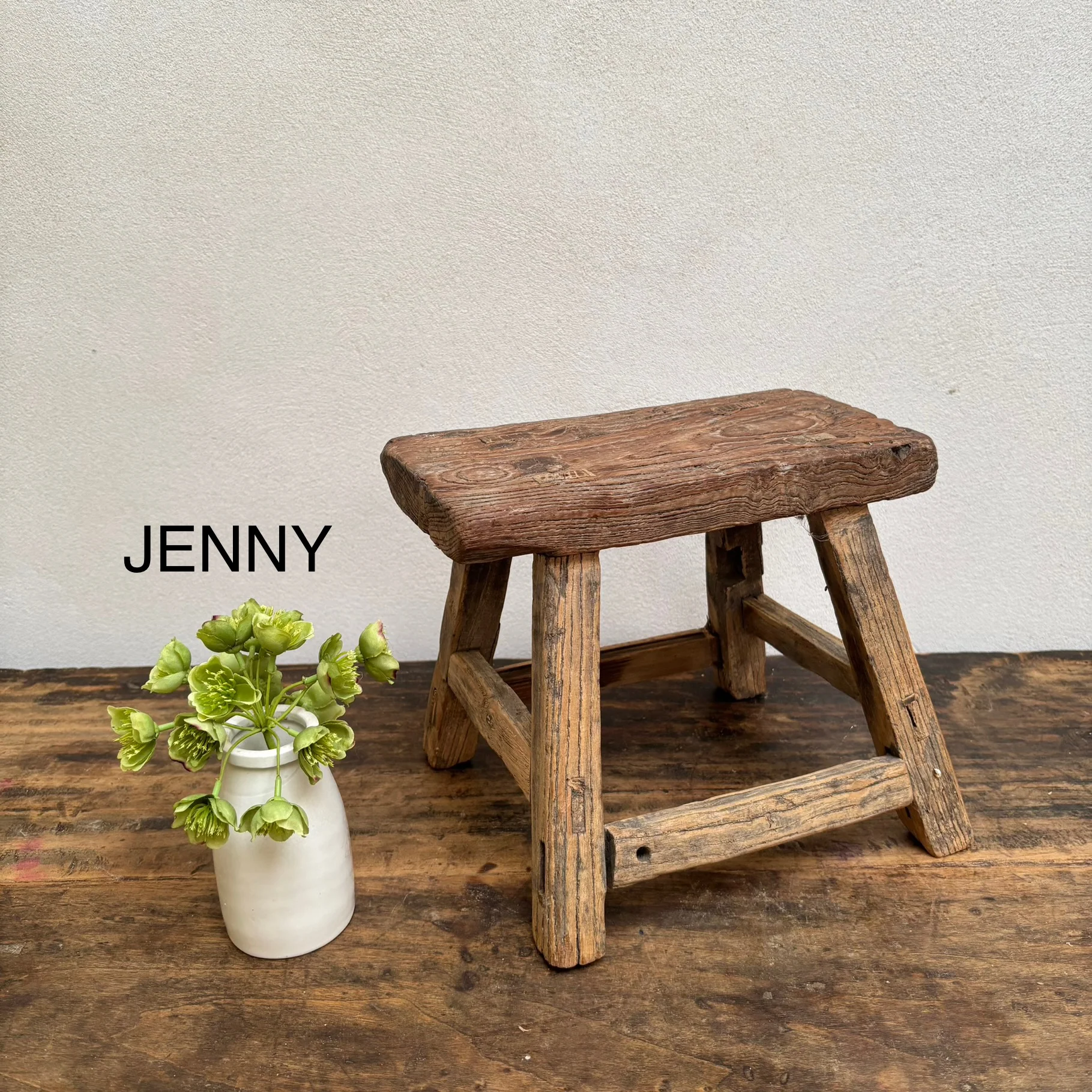 Antique rustic wood footstool (Select from photo) - Image 5