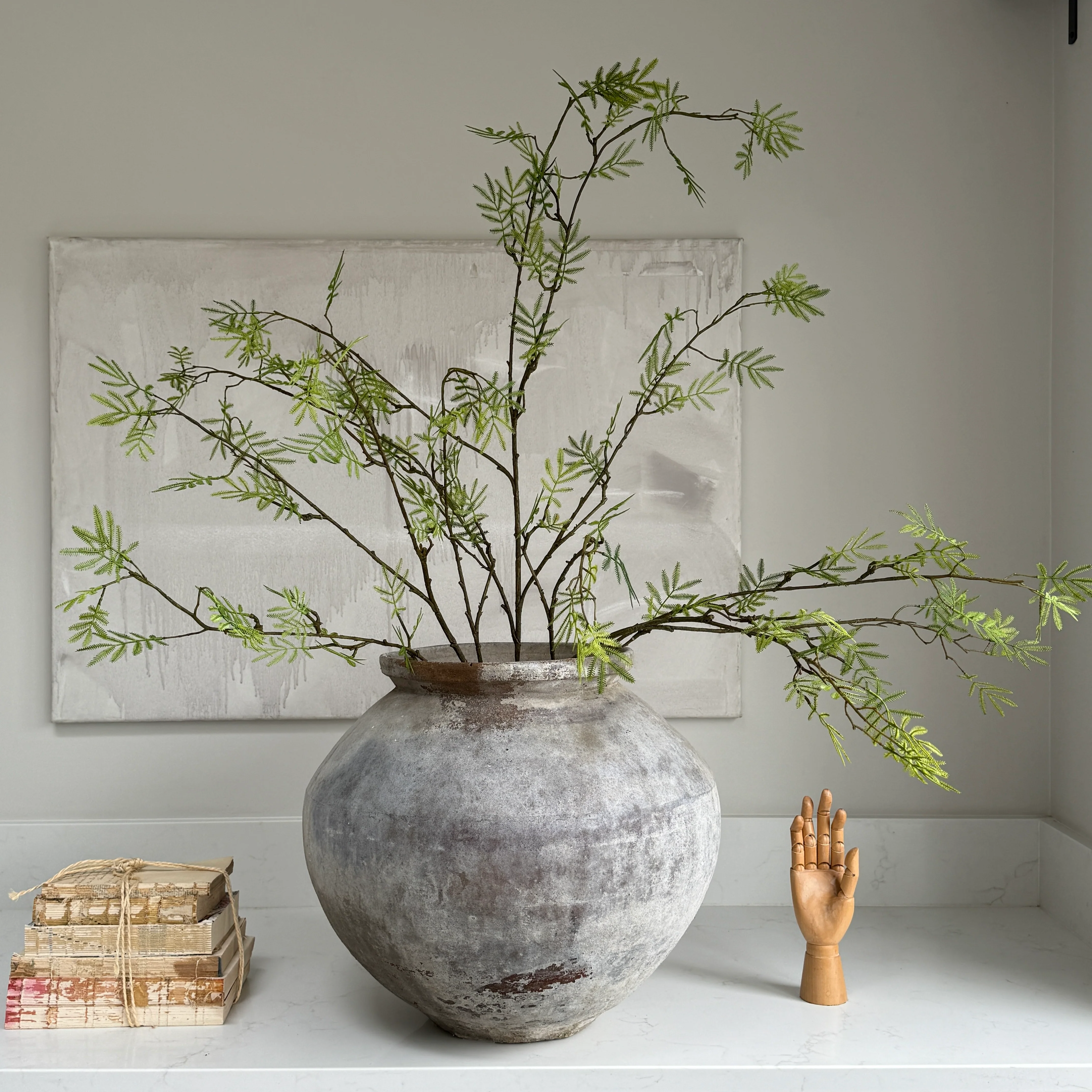 Faux mimosa bush green 110cm