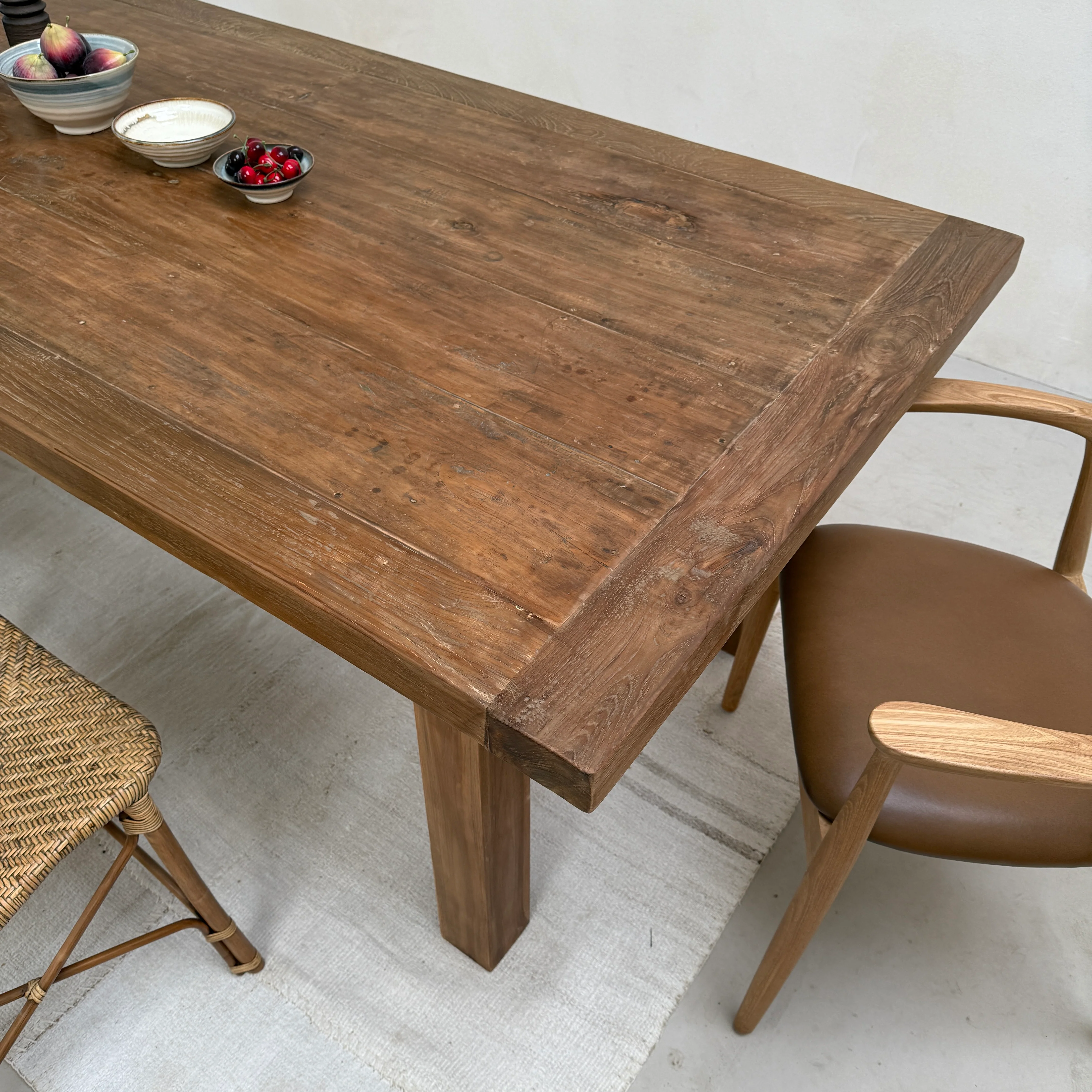 Reclaimed dark wood dining Table Henley 220cm x 100cm - Image 8