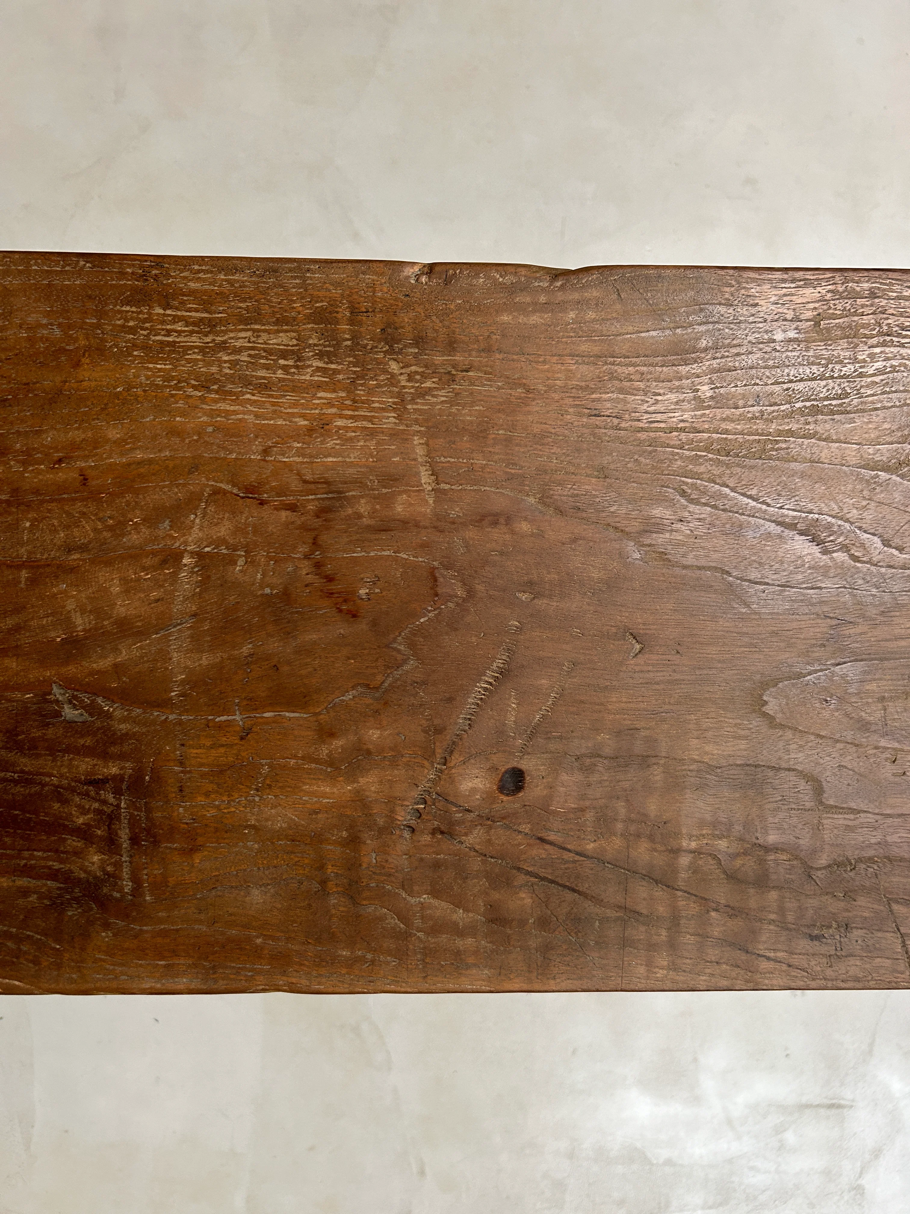 Reclaimed dark wood small console table 120x30cm - Image 8