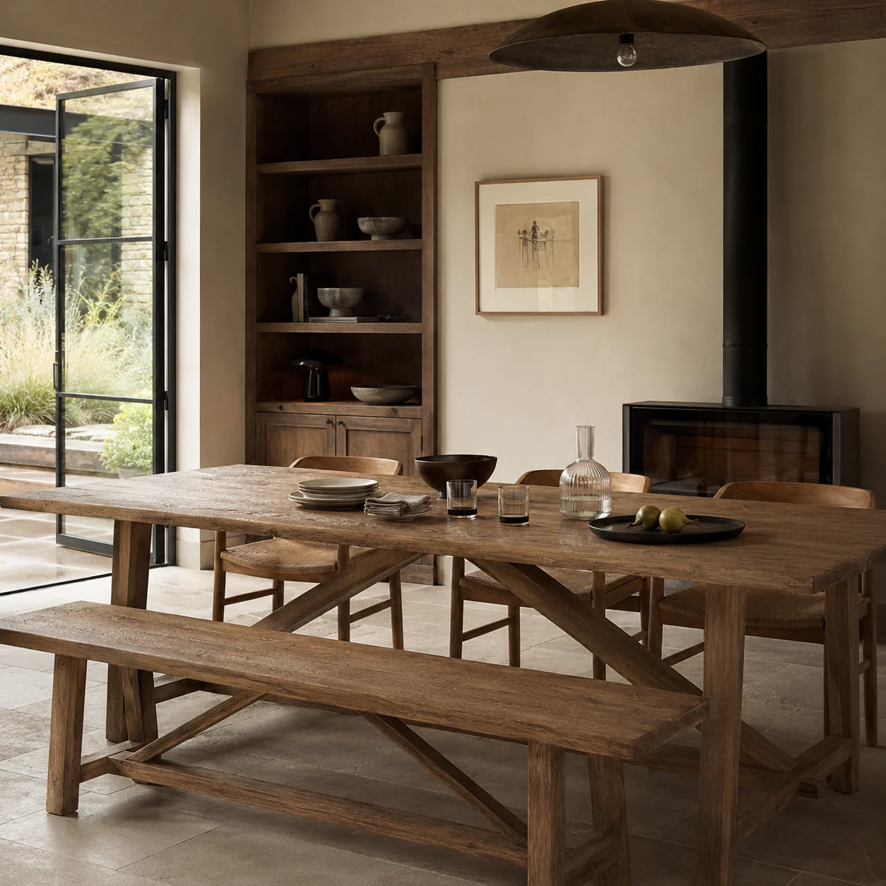 Reclaimed Elm Farmhouse Dining Table | Cambridge - Image 3